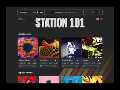 Radio, albums and more album cover albums black design gradient music music player pattern player radio spotify typography ui ui design