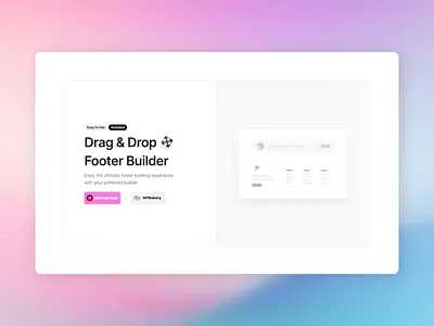 pixfort Footer Builder animation branding drah and drop elementor elements essentials footer builder gradient graphic design illustration interface marketing motion graphics no code pixfort rive ui web design wordpress wpbakery