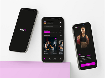 FlexFit a gym app exercise gym app home screen onboarding screen