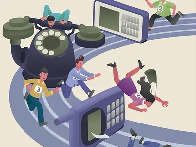 Outdated tech branding illustration