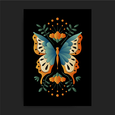 Butterfly art butterfly dark flower life luxury nature occult retro vintage
