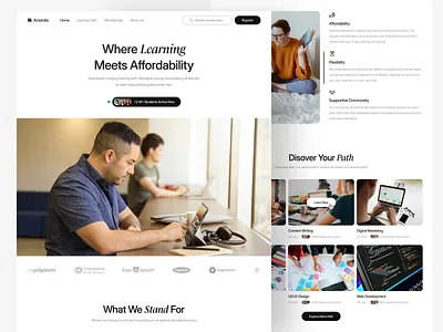 Aristotle - Online Course Website course landing page learning mockup online online course online course website ui ui design website