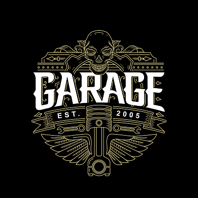 Garage 2005 car engine garage gear logo luxury motor motor cycle old piston retro skull speed vintage