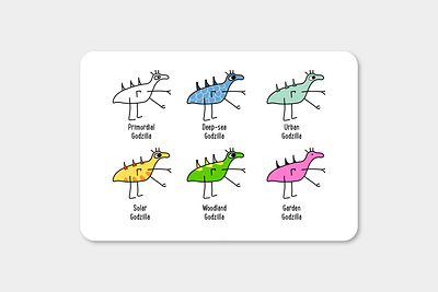 Taxonomy of Godzillas — cute stickerpack cute design funny godzilla graphic design illustration messenger sticker sticker pack stickers