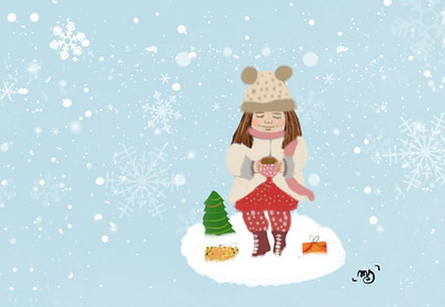 Winterland Magic greeting card illustration krita