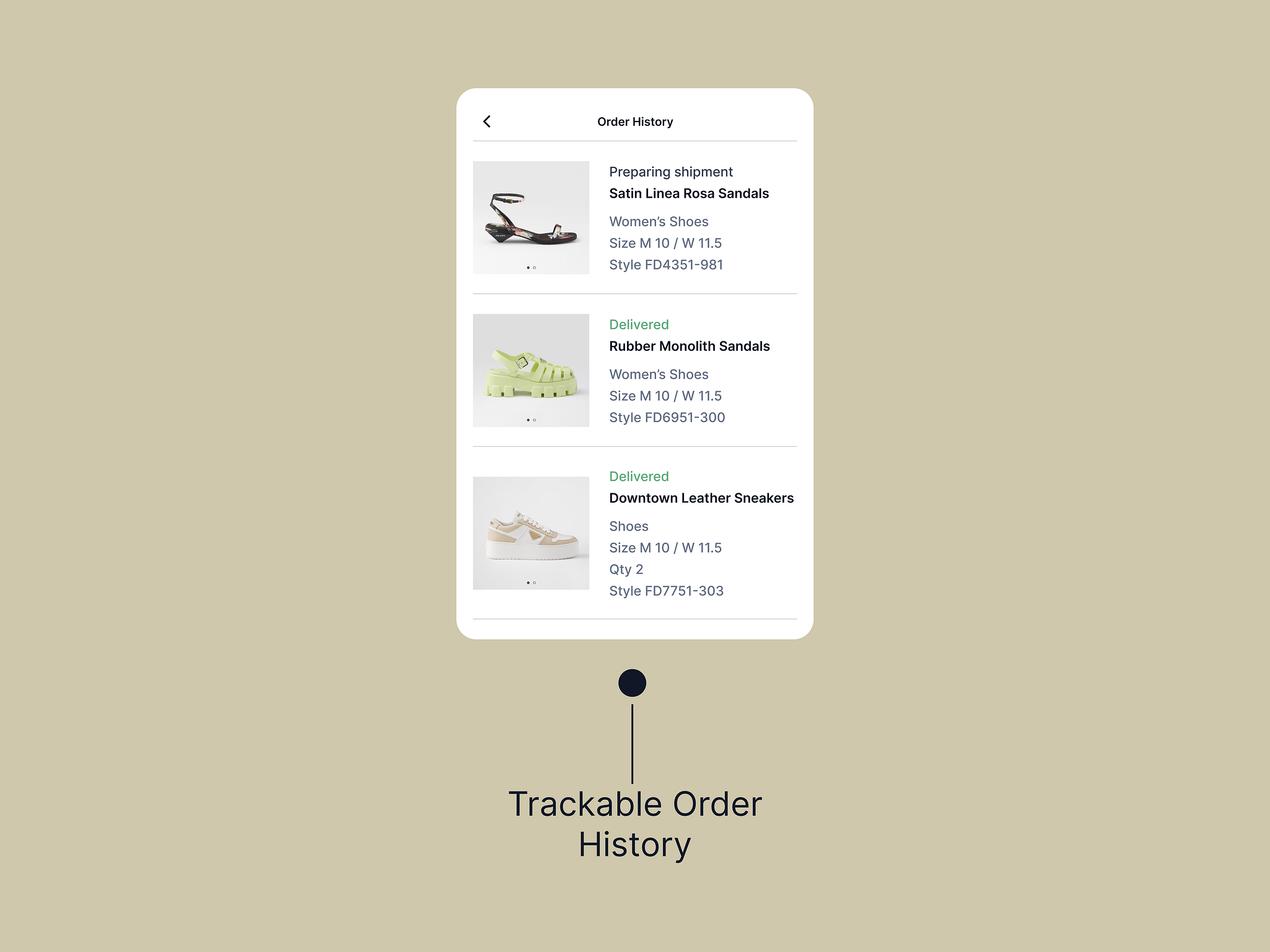 Ecommerce UI Card for Tracking Order History by Headstart UX on Dribbble