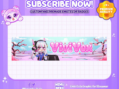 🌸Custom BANNER Social Media🌸 animation banner design chibi emotes custom design design graphic design illustration twitch emotes