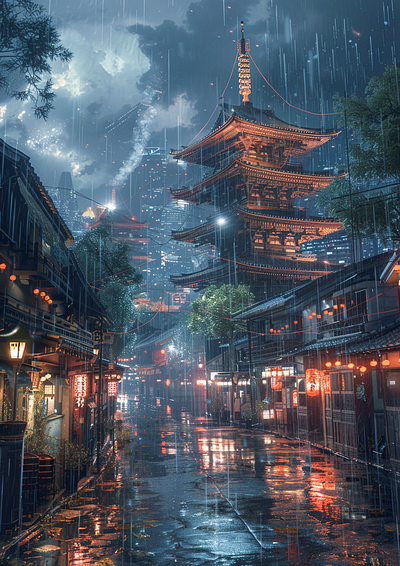 Japan Night City Landscapes