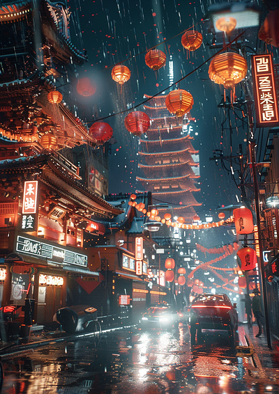 Japan Night City Landscapes