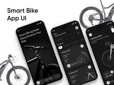 SmartBike App UI appui appux bikeapp cleandesign cyclingapp design fitnessapp interactiondesign minimaldesign mobileapp navigation smartapp sportsapp ui uiux ux