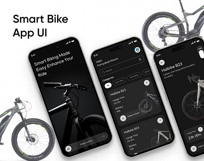 SmartBike App UI appui appux bikeapp cleandesign cyclingapp design fitnessapp interactiondesign minimaldesign mobileapp navigation smartapp sportsapp ui uiux ux