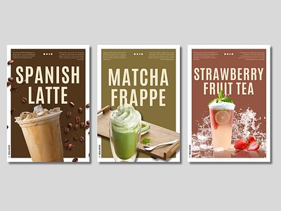 cafe drinks poster | tricia r. 3d branding business poster cafe coffee shop fruit tea graphic design iced coffee iced matcha poster poster design print
