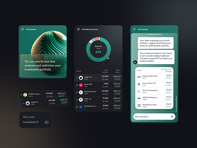Finance Virtual Assistant Dashboard & Chatbot ai ai assistant bank banking card design finances gradients interface user friendly design web website