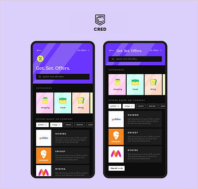 Cred Offers page redesign card cred credit finance