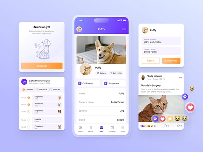 Pet Care Mobile App appreciation community like medical medical app mobile mobile app development pet app pet profile petcare reactions social media app veter veterinary