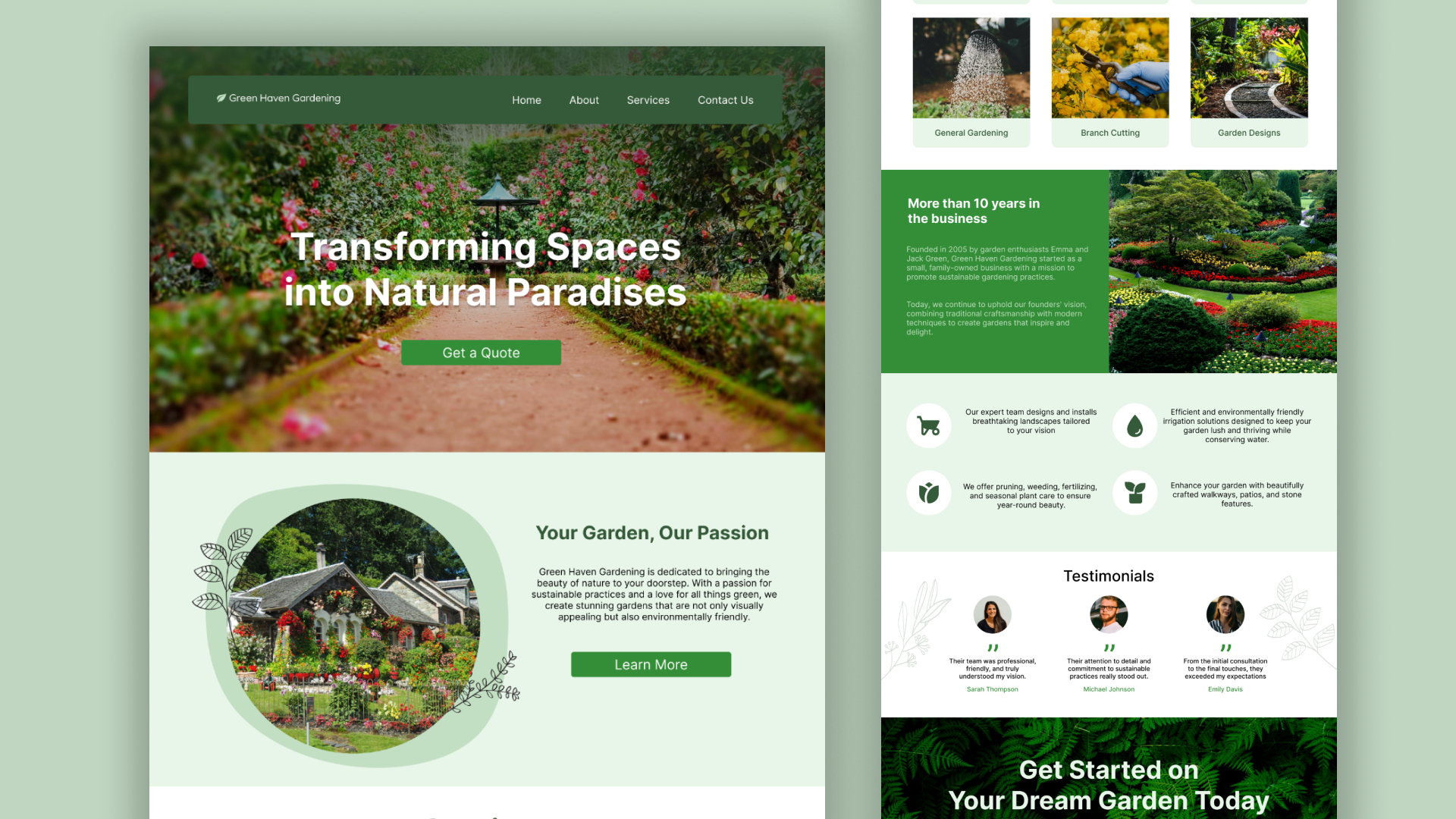 Landscape & Gardening Business Landing Page Figma Design figma figma design figma template figma template design figma website free template gardeners landing page template gardening gardening landing page template landing page landing page design landing page template landscapers ui ux website design website landing page website template