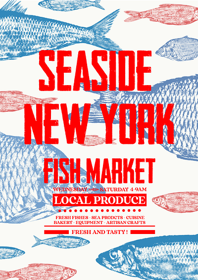 SEASIDE NEWYORK FISH MARKET POSTER branding graphic design photoshop poster ui