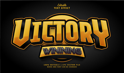 Text Effect Victory Winning 3d logo neon text effect victory winning