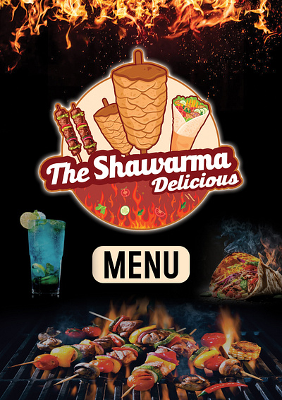 The Shawarma Delicious Menu Card A4 Design branding graphic design logo