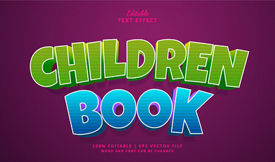 Text Effect Children Book 3d crayons kids logo text effect