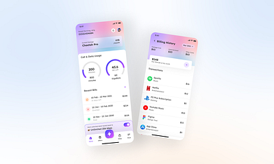 Billing Mobile App billing branding design development expenses figma landing page marketing mobile app payment system ui uiux ux