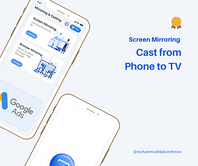 Screen Mirroring App UI animation logo phone to tv remote screen mirroring tv remote ui