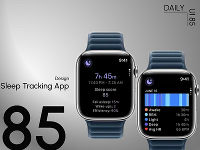 Day 85: Sleep Tracking App app appdesign dailyui dailyuichallenge health sleep sleeptracker sleeptracking smartwatch smartwatchdesign ui uidesign watch wellness
