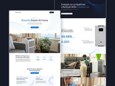 Home Page Design Concept | Air Purifier | Air Quality | Landing air purifier air quality benefits blue cleanair concept creativeconcept cta dailyui design healthyliving home page design homeimprovement inspiration interactivedesign landing minimalism ui web layout website design