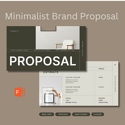 Minimalist Brand Proposal brand brand proposal branding creative minimalist minimalist brand proposal powerpoint proposal simple template