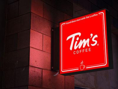 Tim's Coffee sign board 3d design branding graphic design illustration photoshop posm posm design sign board