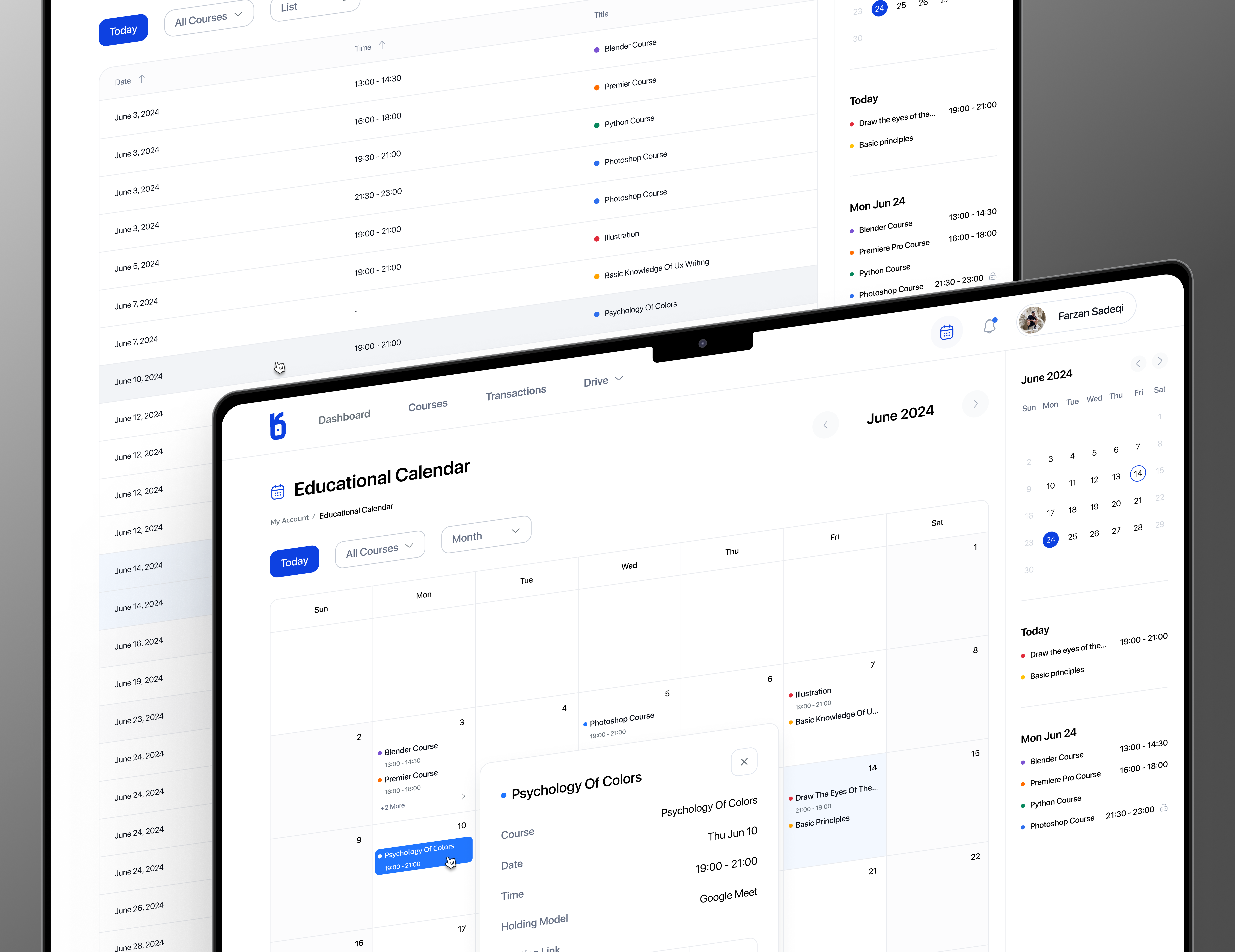 Educational Calendar calendar dashboard dashboard ui design education educational calendar educational web modal task ui ui design uiux ux design