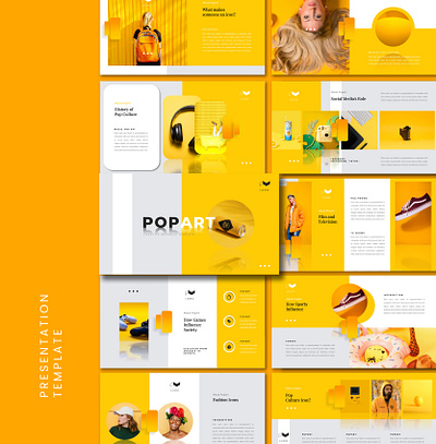 Presentation Template pop popart portfolio template yellow