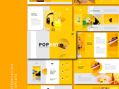Presentation Template pop popart portfolio template yellow