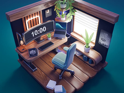 Home Studio Tutorial 3d blender diorama illustration isometric office process render room studio tutorial