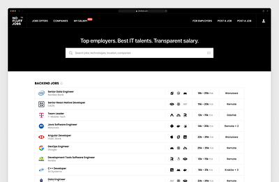 No Fluff Jobs - IT Job Board job board redesign ui user experience ux web web design