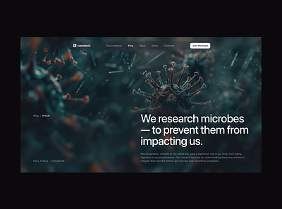 nanotech – blog / article pages animation animation design animation pages article biology blog design figma health healthcare medical medtech news read science ui ui ux userinterface ux web design