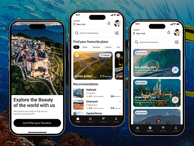 Famous tourist destinations - Mobile App ui