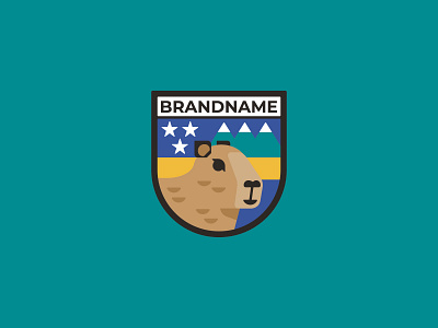 Cute Curious And Confident Capybara Logo america animal branding capy capybara desert graphic design identity logo mascot mountains southamerica stars usa