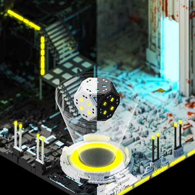 VoxStories 34 - Interdependent 3d animation art concept art cyberpunk digital art dystopia environment game magicavoxel ui voxel voxels