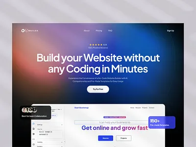 Landing Page Design for No Code Builder conversion landing page landing page design new landing page nocode saas ui uiux ux web design website design
