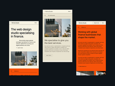 Niche Studio Webflow Template agency black cream finance grey mobile niche orange studio template ui web design webdesign website