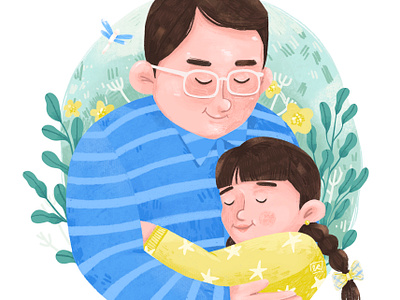 Father's Day bond day father fathers day floral hug illustration love parent