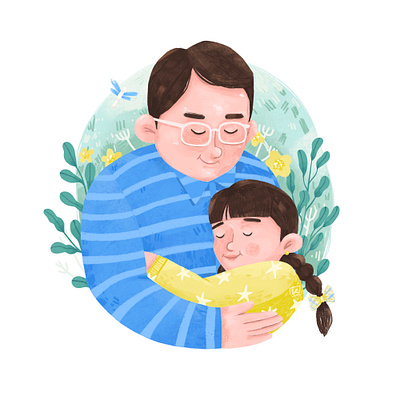 Father's Day bond day father fathers day floral hug illustration love parent