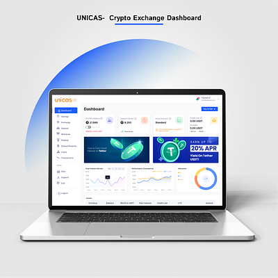 Unicas Crypto Exchangeqa Dashboard Design 3d branding design graphic design illustration logo typography ui ux vector