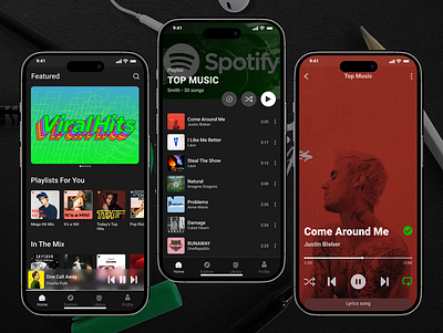 Enjoy listening to your favorite songs at Spotify - Mobile App ui