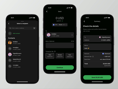 CoinWell Wallet - Send animation app clean crypto dark mode figma ios mobile product design send transactions ui ux wallet