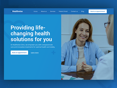 Healthwise: Health Care Website Landing Page cleandesign digitalhealth health solutions healthcare hospital landing page landing page medicaldesign minimaldesign new and popular new project responsive simple landing page simplicity ui user interface ux webdesign