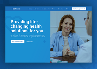 Healthwise: Health Care Website Landing Page cleandesign digitalhealth health solutions healthcare hospital landing page landing page medicaldesign minimaldesign new and popular new project responsive simple landing page simplicity ui user interface ux webdesign