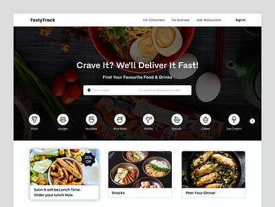 Food Delivery Website-Landing Page branding design landing page ui ui design website design website ui design