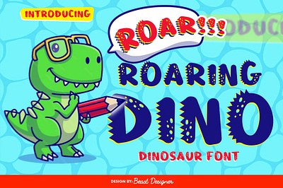 Roaring Dino Font - Dinosaur Font by Beast Designer childlike decorative dinosaur font